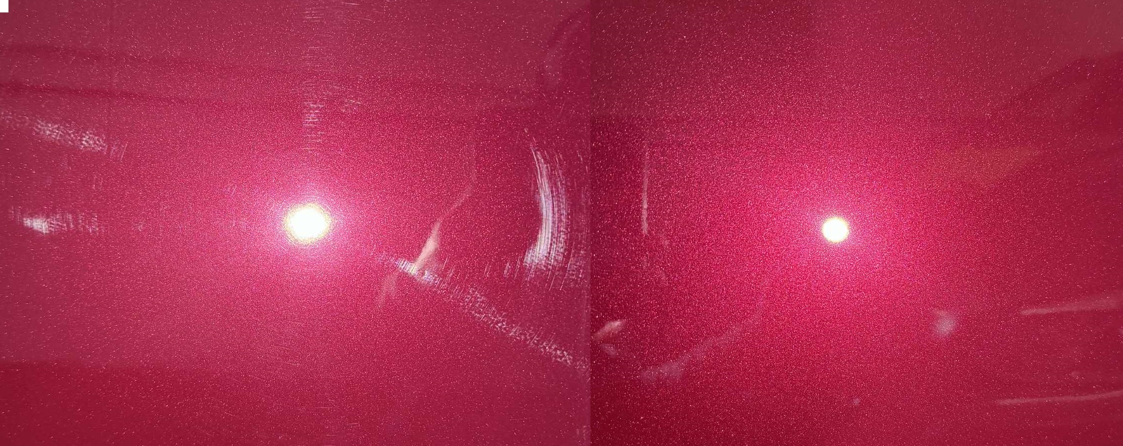 Paintwork showing dull, swirled paint before receiving a paint enhancement detail